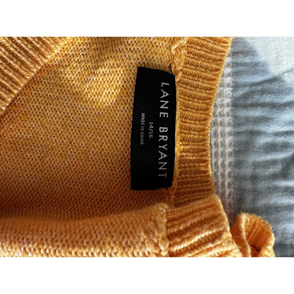 Lane Bryant Classic V-Neck Tunic Striped Orange Yellow Pullover Sweater 14/16 - Picture 4 of 5